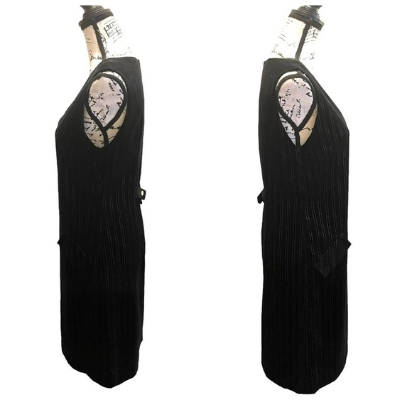 PAWTUCKET Velvet Sheath Dress Black Gold Pinstripe Size Medium VINTAGE - Picture 3 of 10